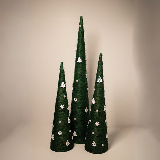 Christmas green triple tree with white ornaments